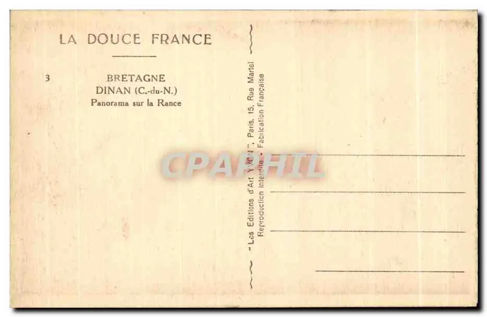 Dinan (C.-du-N.) — Panorama über die Rance — Éditions d'Art Yvon, Paris - Rückseite
