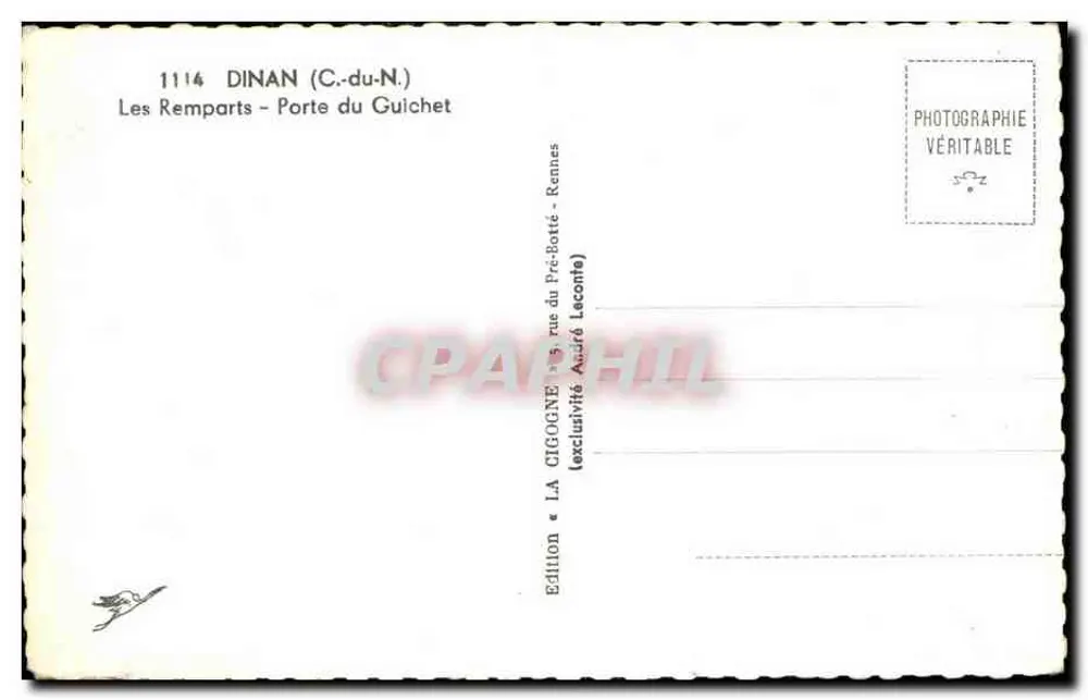 Porte du Guichet — Dinan (Côtes-d'Armor) — Edition La Cigogne - Rückseite