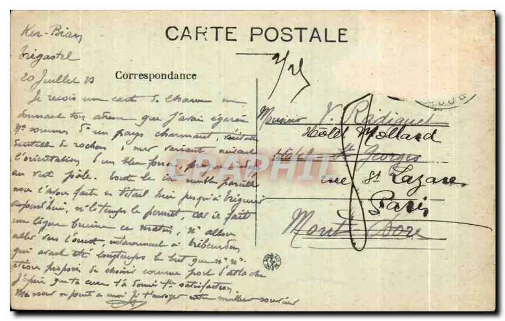 Trégastel — A Praia com maré baixa — Sorel, editor Rennes - Verso
