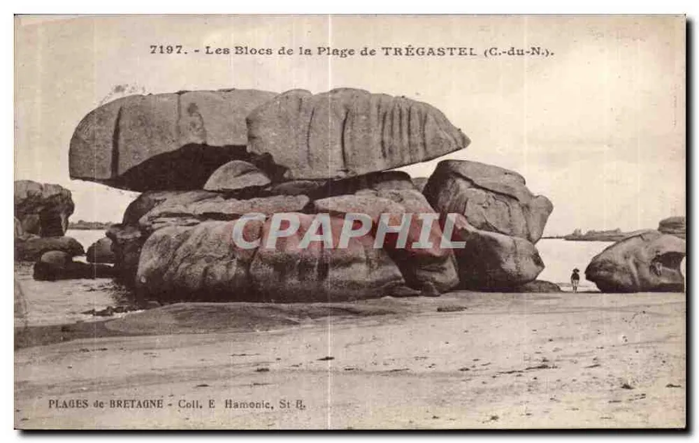 Os Blocos da Praia de Trégastel (C.-du-N.) — Praias da Bretanha — Coleção E. Hamonic, St-B. - Frente
