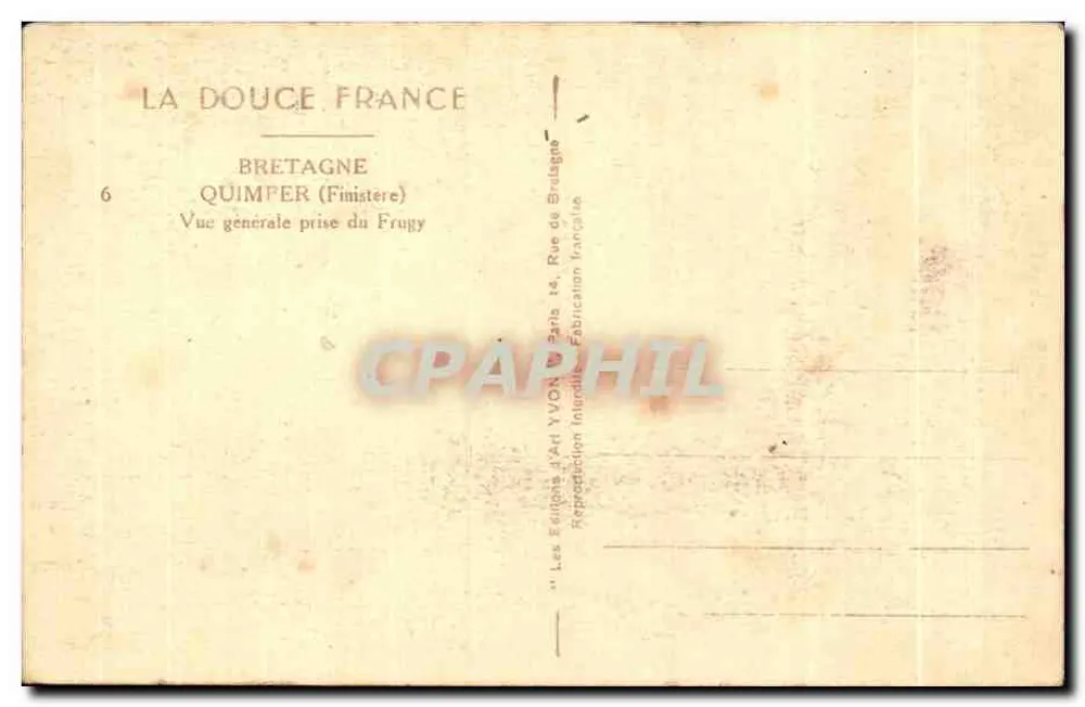 Quimper (Finistère) — Allgemeiner Blick vom Frugy — Editionen Yvon - Rückseite