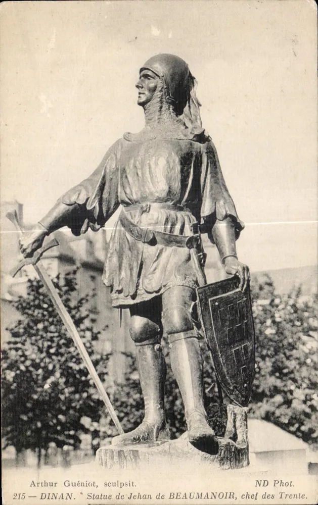 Dinan — Statue von Jehan de Beaumanoir, Anführer der Dreißig — Arthur Guéniot, Bildhauer, ND Phot. - Vorderseite
