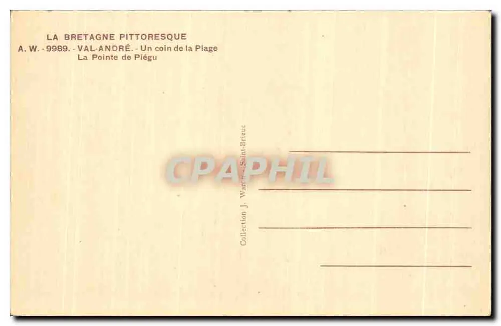 La Pointe de Piégou — Die malerische Bretagne — A.W. 9989 - Rückseite