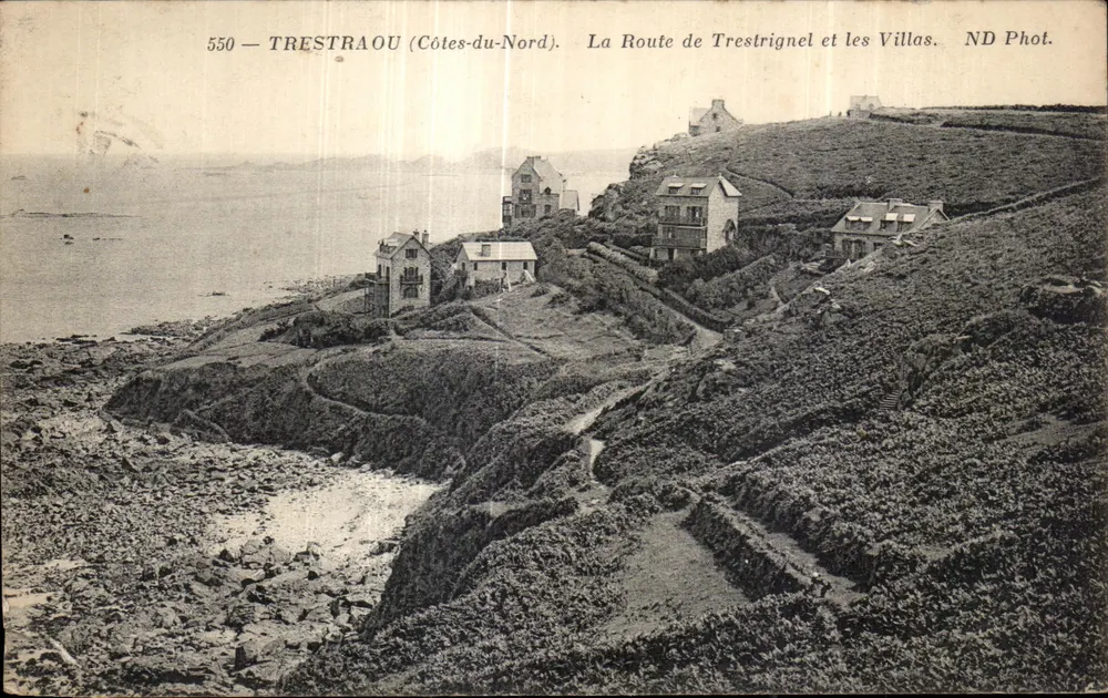 Trestraou (Côtes-du-Nord) — Die Straße von Trestignel und die Villen — ND Fotografie, n°550 - Vorderseite