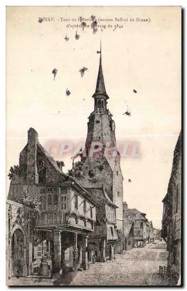 Dinan - Turm der Uhr (ehemaliger Glockenturm von Dinan) — nach einer Kupferstechung von 1844 - Vorderseite