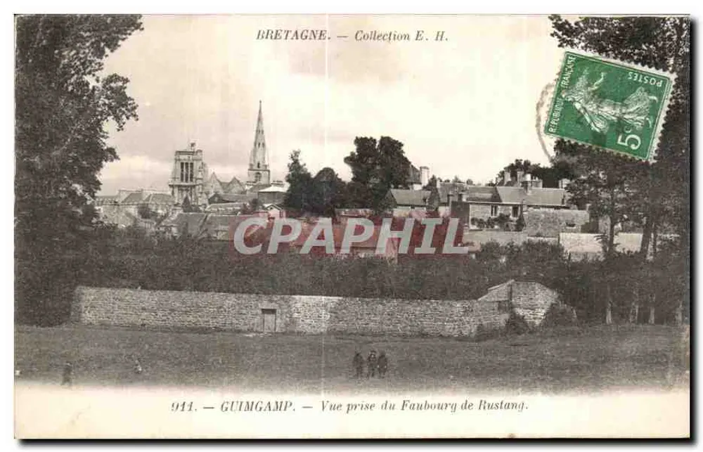 Guimamp — Vista tirada do Faubourg de Rustang — Coleção E. H. - Frente
