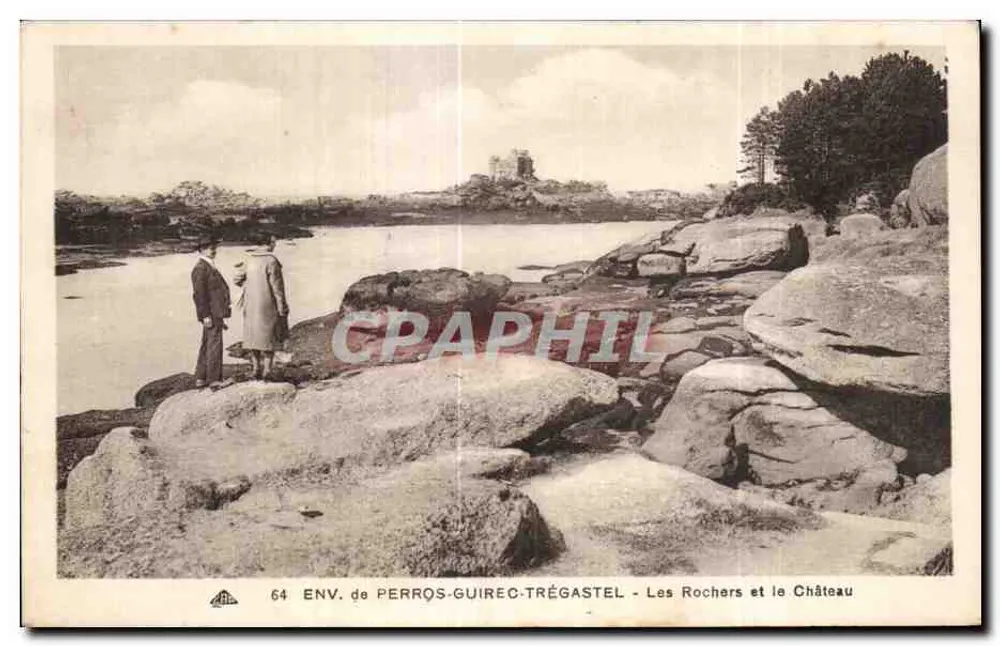 Ausblick auf Perros-Guirec-Trégastel — Die Felsen und das Schloss - Vorderseite