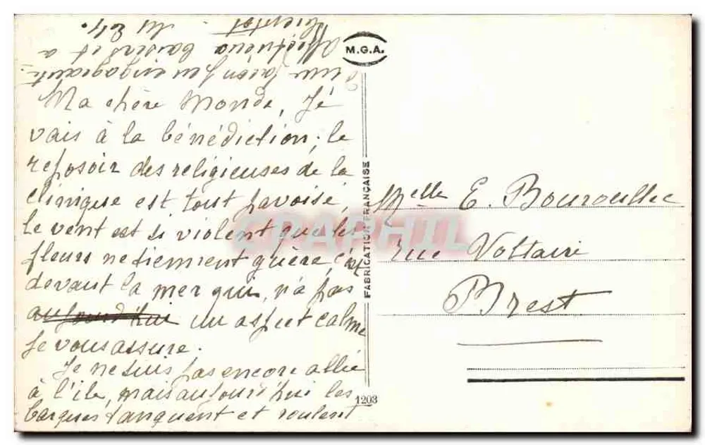 Joven mujer y joven hombre en traje tradicional holandés — M.G.A. — n°1203 - Reverso