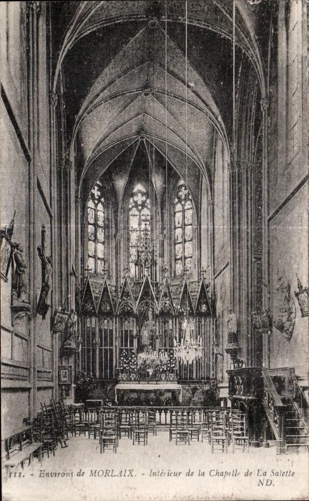 Innenansicht der Kapelle La Salette — Umgebung von MORLAIX — Verlag Lévy et Heudé, n° III - Vorderseite