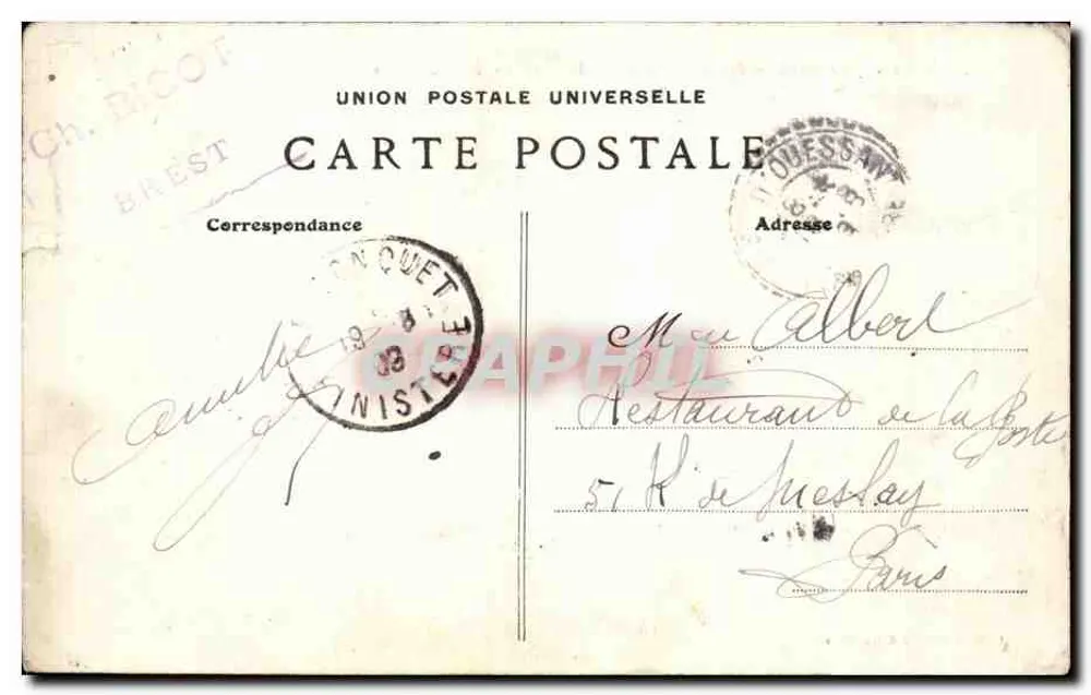 Insel Ouessant — Pointe du Créach — Les Récifs — Le Sémaphore — Sammlung Villard, Quimper - Rückseite