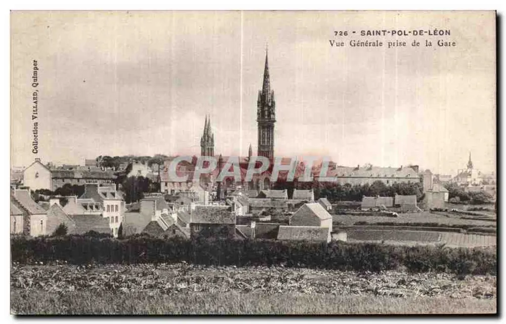 Saint-Pol-de-Léon — Allgemeiner Blick vom Bahnhof — Quimper, Sammlung Villard, Nr. 726 - Vorderseite