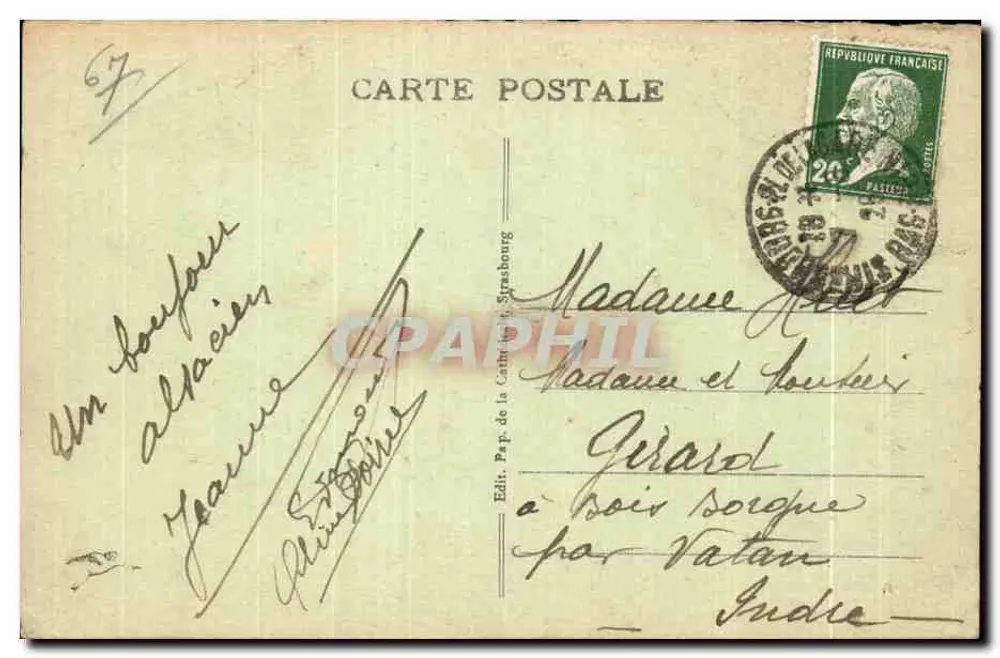 Strasbourg - Die Rheinbrücken und Kehl im Hintergrund — Verlag P. de la Carte (Strasbourg) n°65r - Rückseite