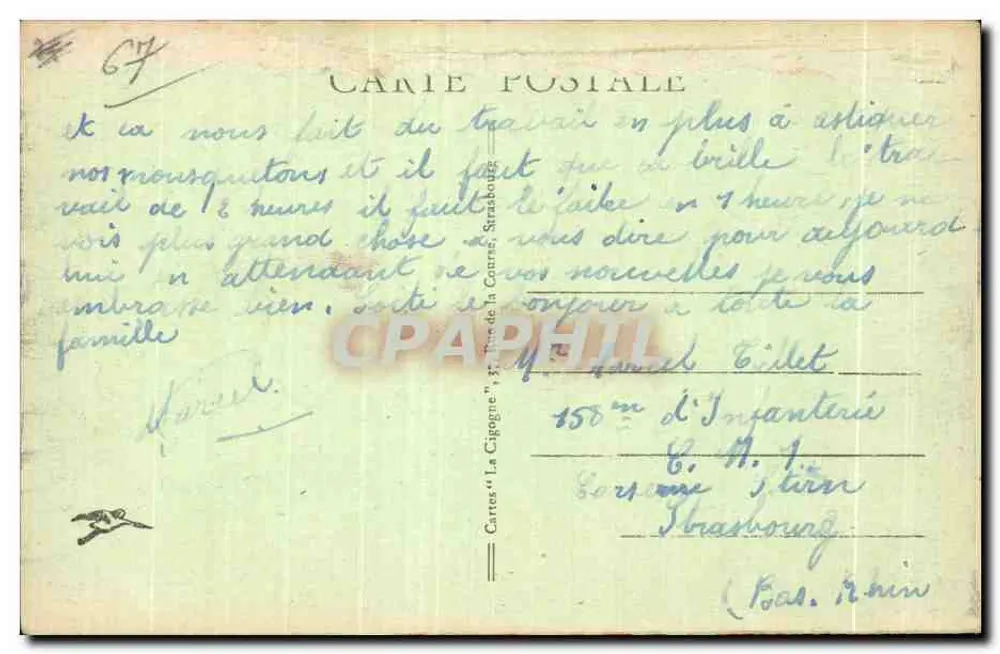 Estrasburgo - Praça Broglie — editor Cartas 'La Cigogne', n° 318 - Verso