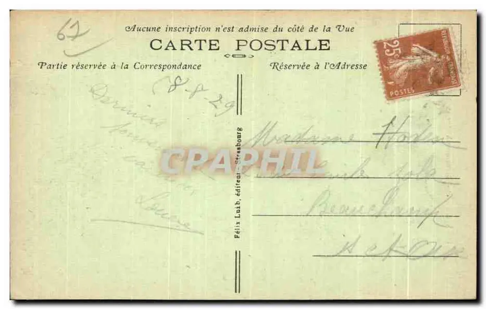 Estrasburgo — Monumento Kléber — Félix Laib, editor - Verso