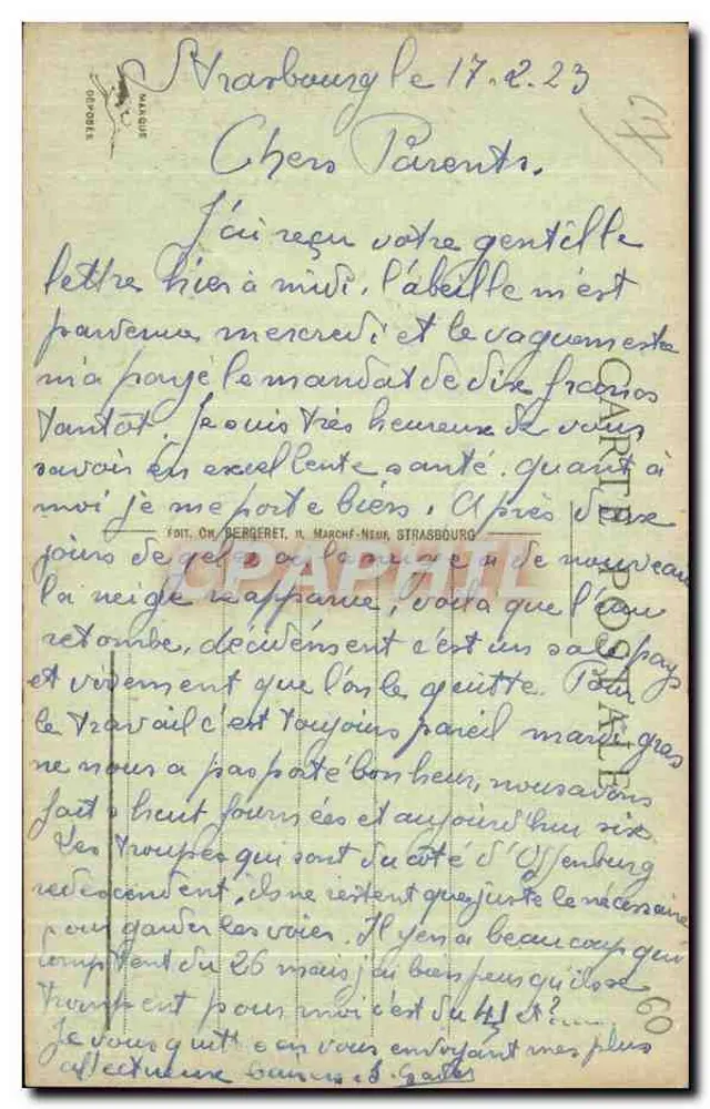Strasbourg - Ehemaliges Ministerium - Place de la République — Verlag MARQUIS, Nr. 287 - Rückseite