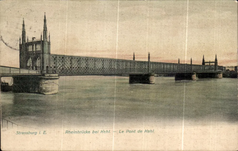 Brücke von Kehl — Straßburg i. E. — Rheinbrücke bei Kehl - Vorderseite