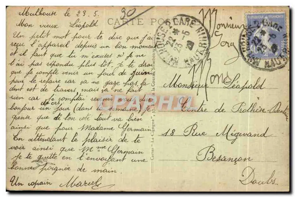 Balloón de Alsacia (alt. 1256 m) — Grand Hôtel Stauffer — editor no identificado - Reverso