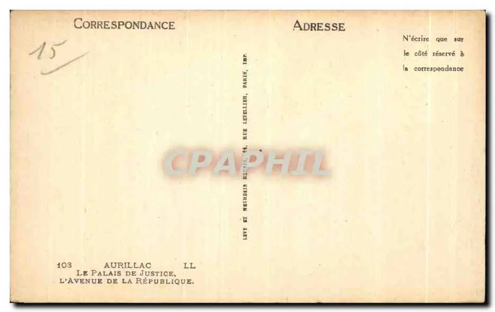Palast der Gerechtigkeit — Avenue de la République — Verlag Levy et Neugodin, Paris - Rückseite