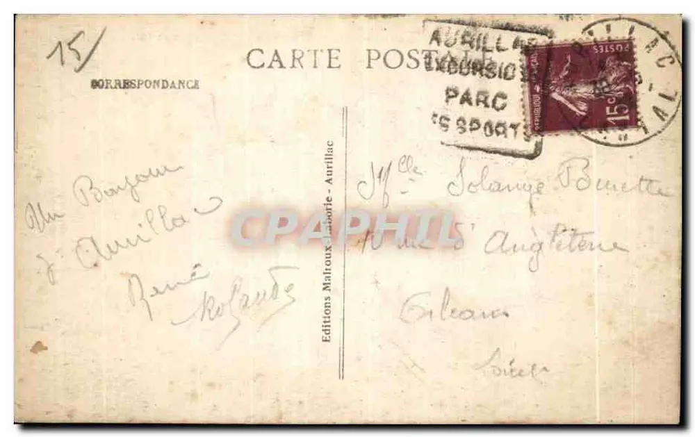 Aurillac - Schloss Saint-Étienne (Ostseite) — Le Cantal Pittoresque — Éditions Malroux-Aurillac - Rückseite