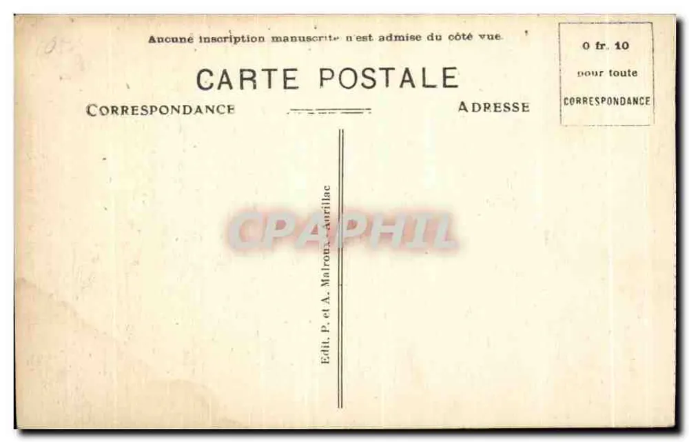 Aurillac — O Castelo de Saint-Étienne — Ed. P. e A. Malron - Verso