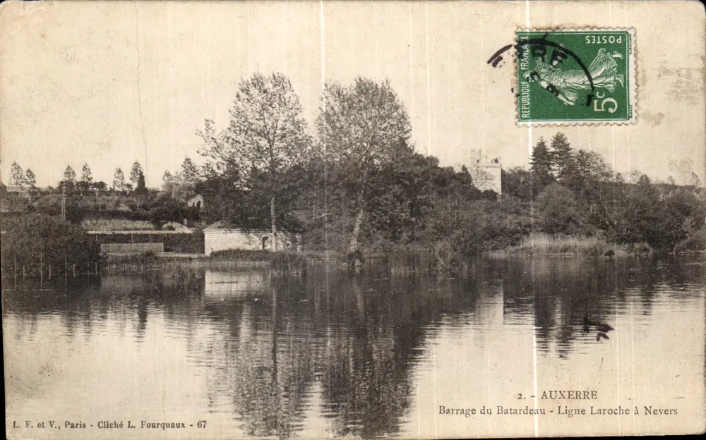 Barrage du Batardeau — Ligne Laroche à Nevers — éditeur L. F. et V., Paris, n° 67 - Vorderseite