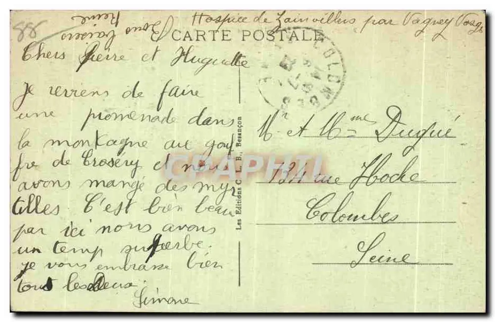 Zainvillers (Vosges) — La Moselotte — Éditeur : Les Éditions C. B. Benençon - Rückseite