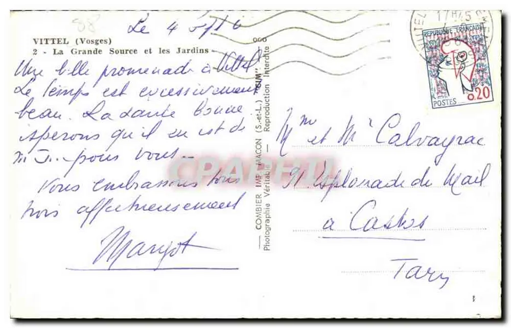 VITTEL (Vosges) — De Grote Bron en de Tuinen — Combier (S.ecl.) - Achterkant