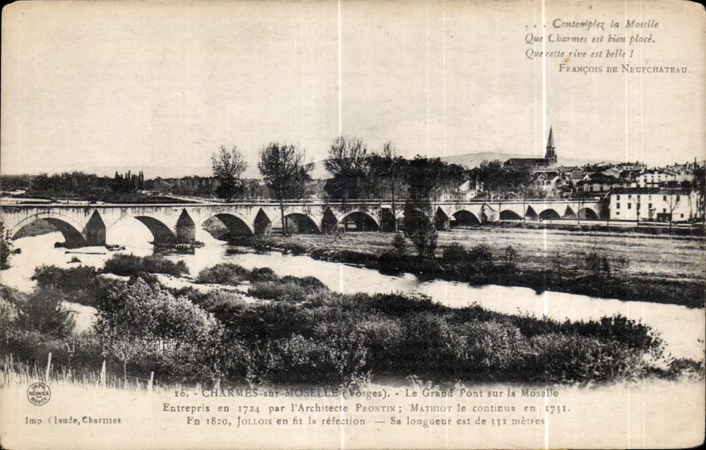 Charmes-sur-Moselle (Vosges) — Der Große Brücke über die Mosel — Imp. Claude, Charmes - Vorderseite