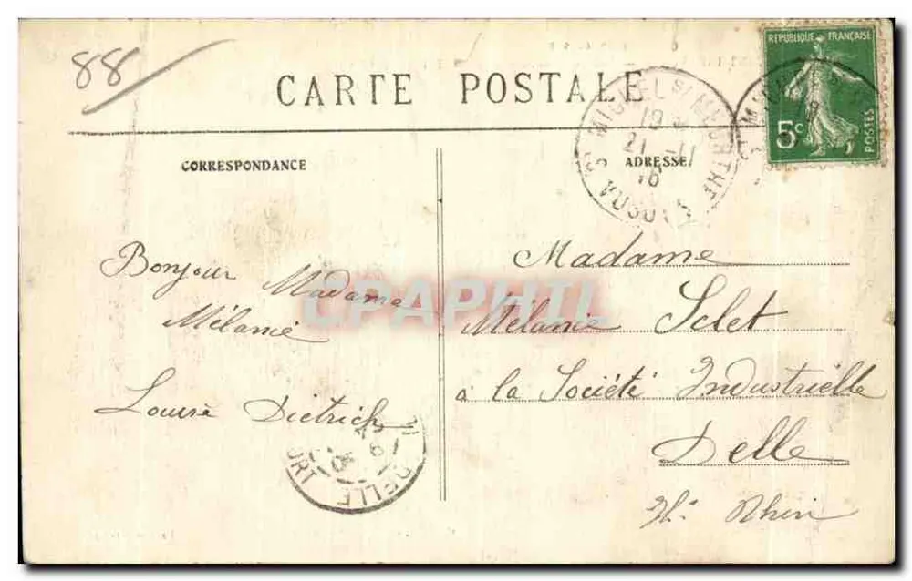 Saint-Dié (Vosges) — Rue de la Bolle und Cités Stieffel — G. Cuny, Verlag - Rückseite
