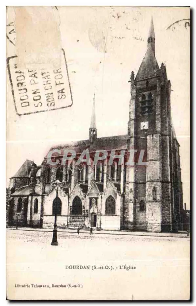 Dourdan (S.-et-O.) — L'Église — Librairie Taloureau, Dourdan (S.-et-O.) - Awers