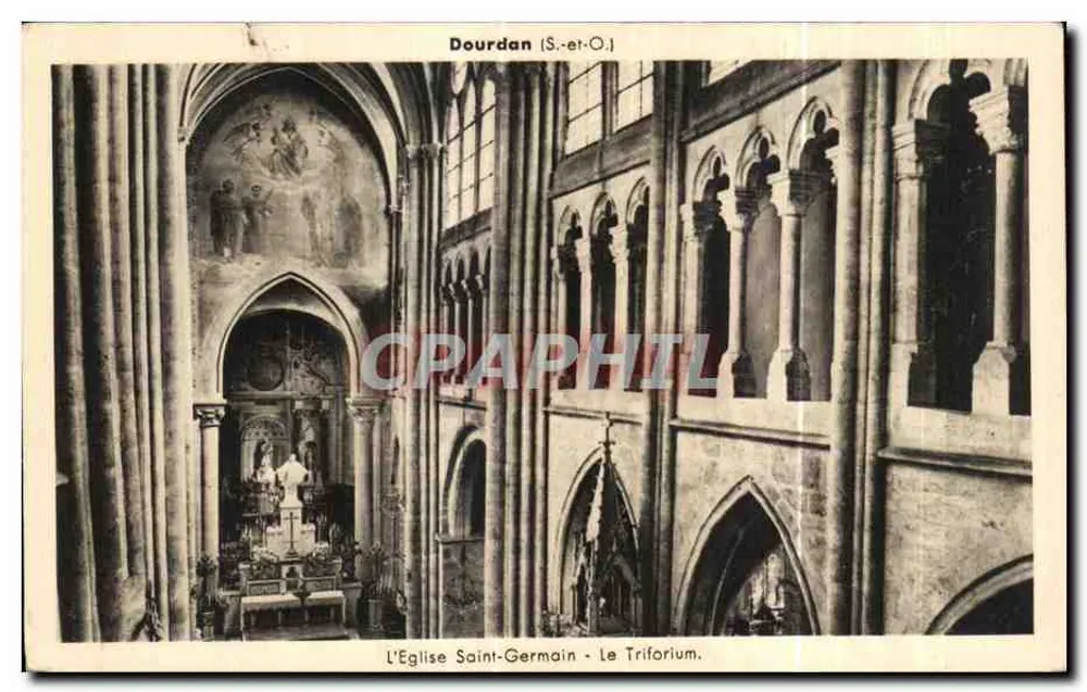 Dourdan (S.-et-O.) — A Igreja de São Germain — O Trifólio — editor Hélio J. Le Marigay, La Seyne (Var) - Frente