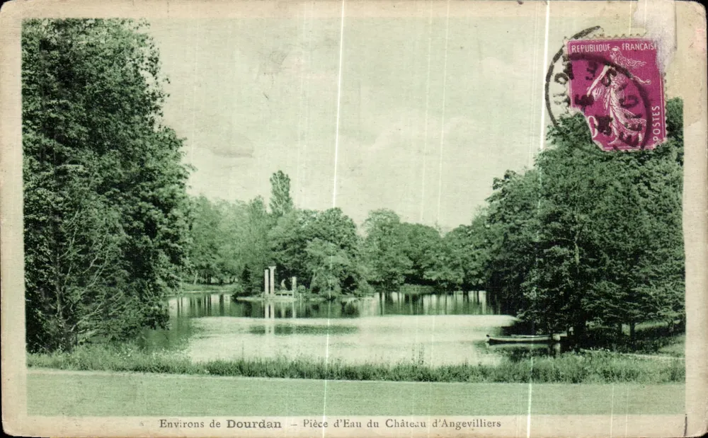 Umgebung von Dourdan — Wasserfläche des Schlosses Angevilliers — Verlag: Ed. Pierre, Tabac - Vorderseite
