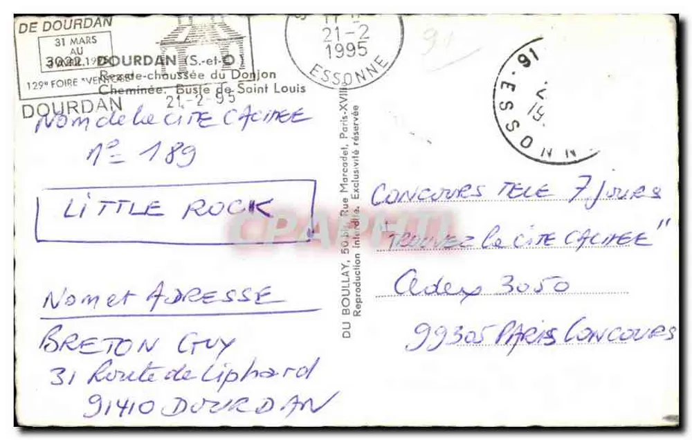 Busto de São Luís — Lareira — Dourdan — Série 189 - Verso