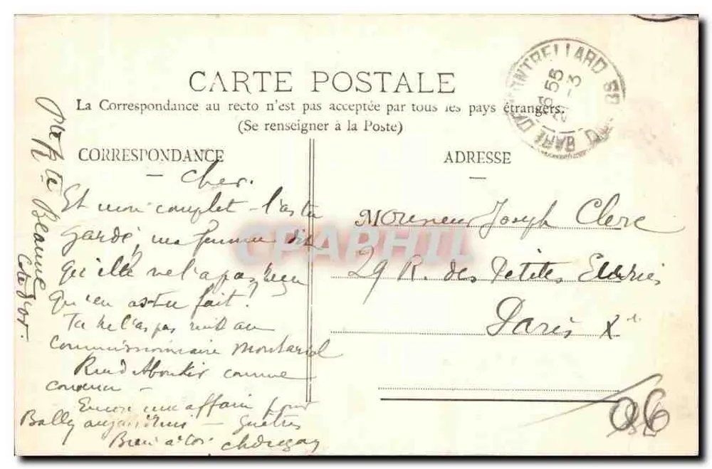 Belfort — La Place d'Armes — éditeur imprimeur non visible, n° de série 119 - Verso