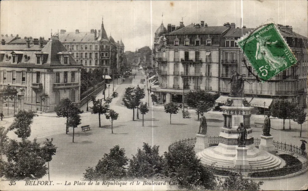 Belfort — Place de la République und Boulevard Carnot — unbekannter Verlag, Nr. 35 - Vorderseite