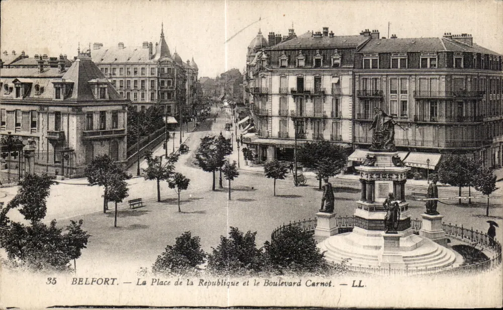 Belfort — La Place de la République und der Boulevard Carnot — LL. — n°35 - Vorderseite