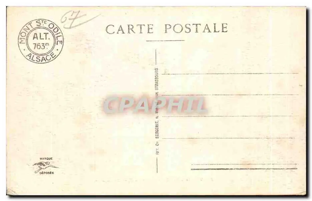 Mont Ste-ODILE (alt. 763m) — Cour do Convento — editor Ch. Bergeret, Strasbourg - Verso