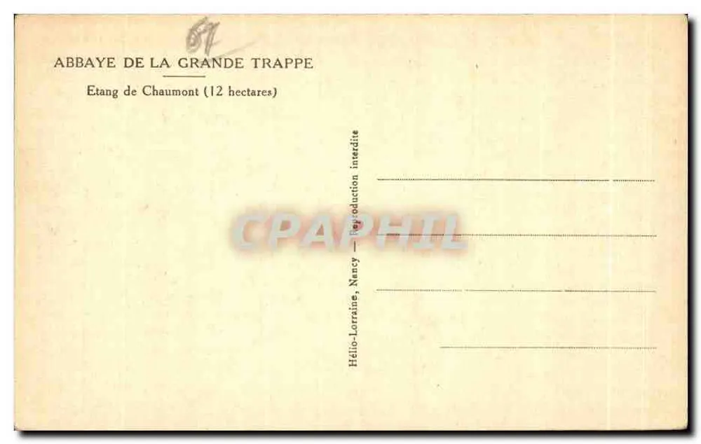 Etang de Chaumont — Abbaye de la Grande Trappe — Nancy, Lorraine - Rückseite
