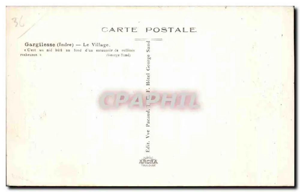 Gargilesse (Indre) — A Vista do Village — Vve Pacaud, Toulouse - Verso