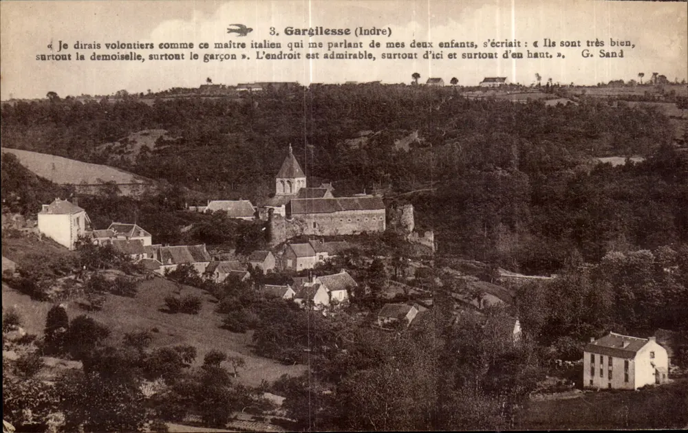 Gargilesse (Indre) — vista panorâmica do vilarejo com igreja — n° 36 - Frente