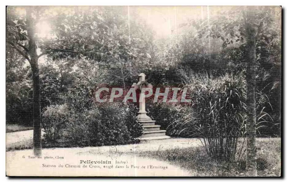 Station des Weges des Kreuzes, errichtet im Park des Hermitages — Pellevoisin, Indre — G. Tane au photo, Chron - Vorderseite