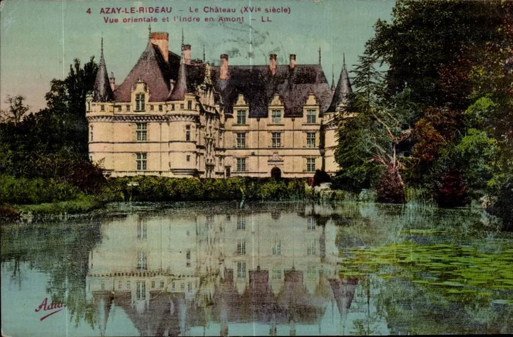 Azay-le-Rideau — Das Schloss (16. Jahrhundert) — Osten und der Indre-Fluss stromaufwärts — LL — Adia - Vorderseite