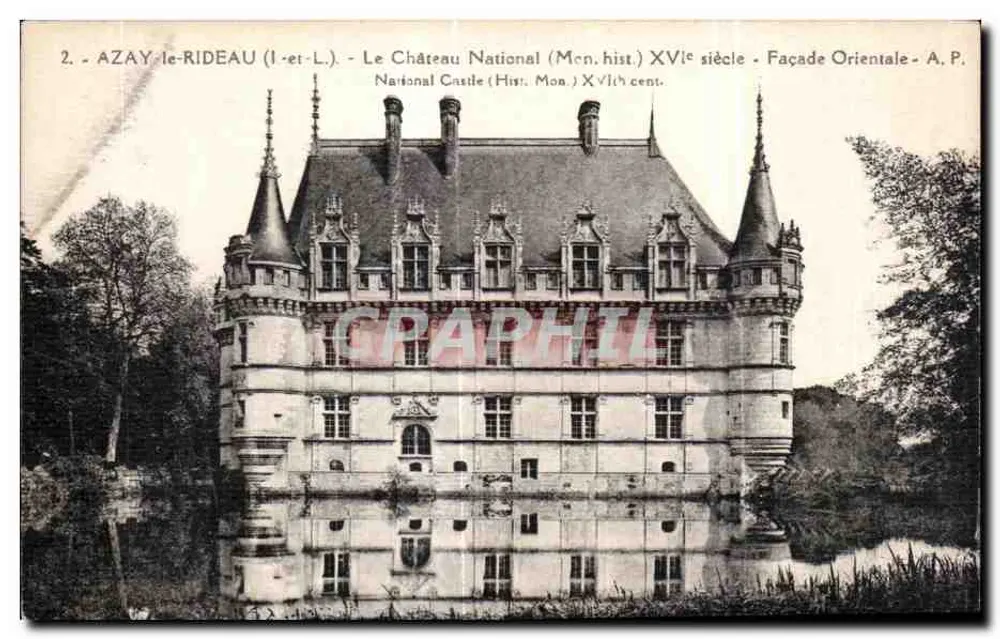 Azay-le-Rideau — Das nationale Schloss — Ostseite — E. Papechin, Paris-Tours - Vorderseite