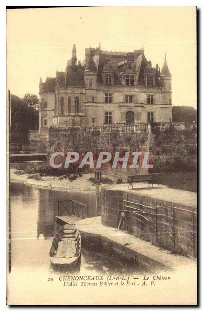 Chenonceaux (Loire-et-Cher) — Ansicht des Schlosses, Flügel Thomas Bohier und der Hafen — A. P. - Vorderseite