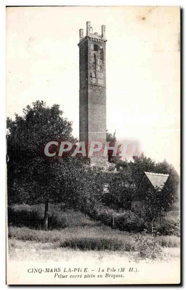 Cinq-Mars-la-Pile — Die Pile (M.H.) — Quadratische Ziegelmauer — Verlag: R. Lettelier, Paris - Vorderseite
