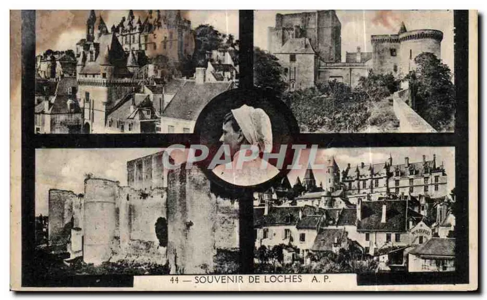 Loches — vue panoramique du château et des remparts — éditeur A.P. - Frente