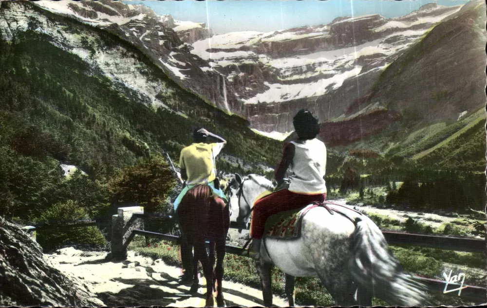 Zwei Reiter am Cirque de Gavarnie — P. Champon, Verlag, Nr. 217 - Vorderseite