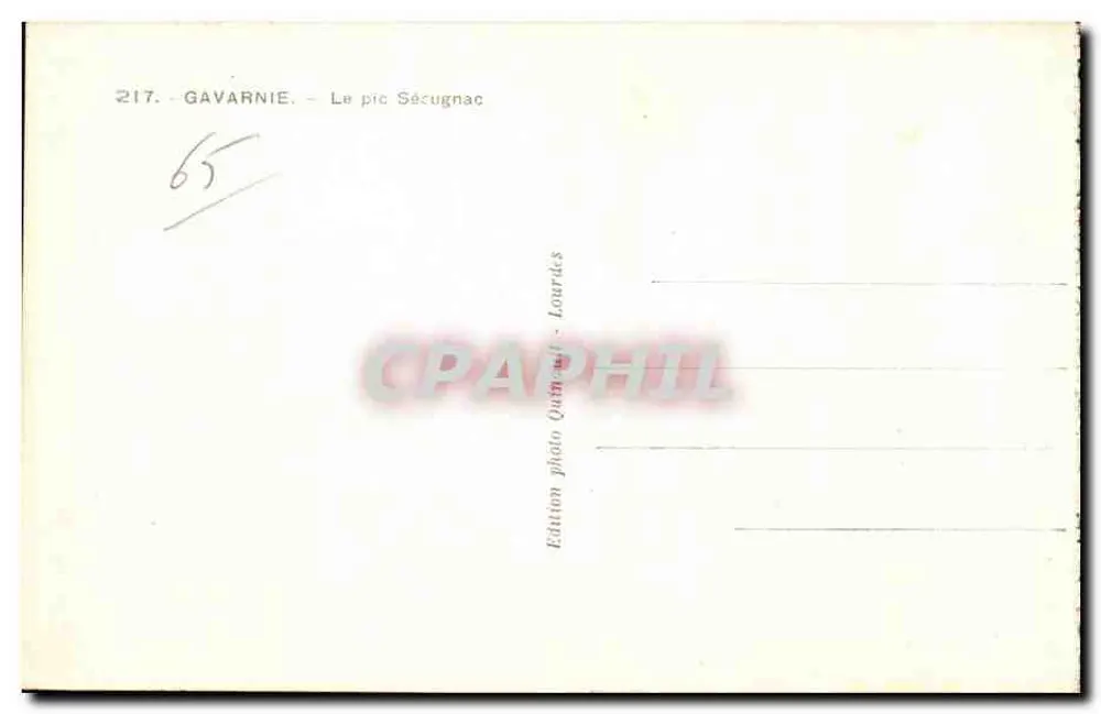 Gavarnie — O pico Sécugnac — Edição fotográfica Quinault - Loardes - Verso