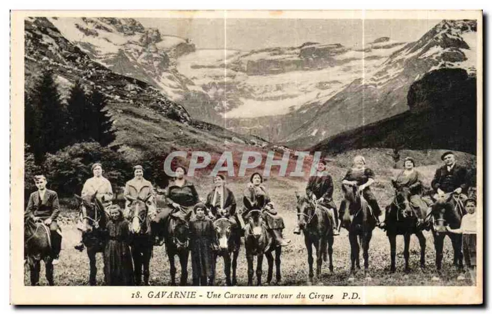 Gavarnie — Eine Karawane auf dem Rückweg vom Cirque — P.D. - Vorderseite