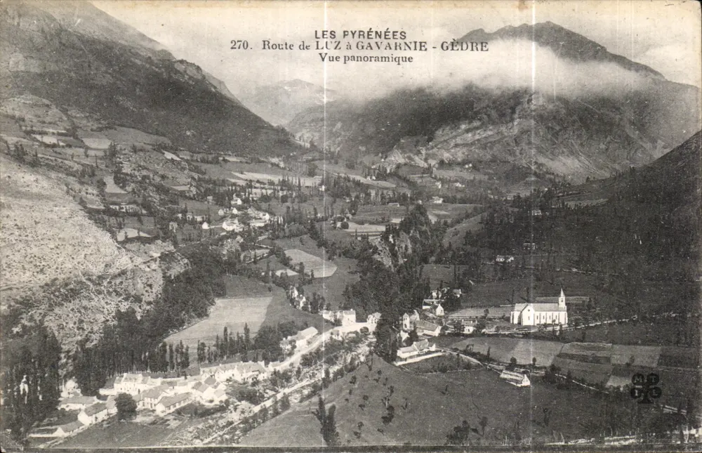 Panoramablick von Luz nach Gèdre — Die Pyrenäen — Verlag Gèdre, Nr. 270 - Vorderseite